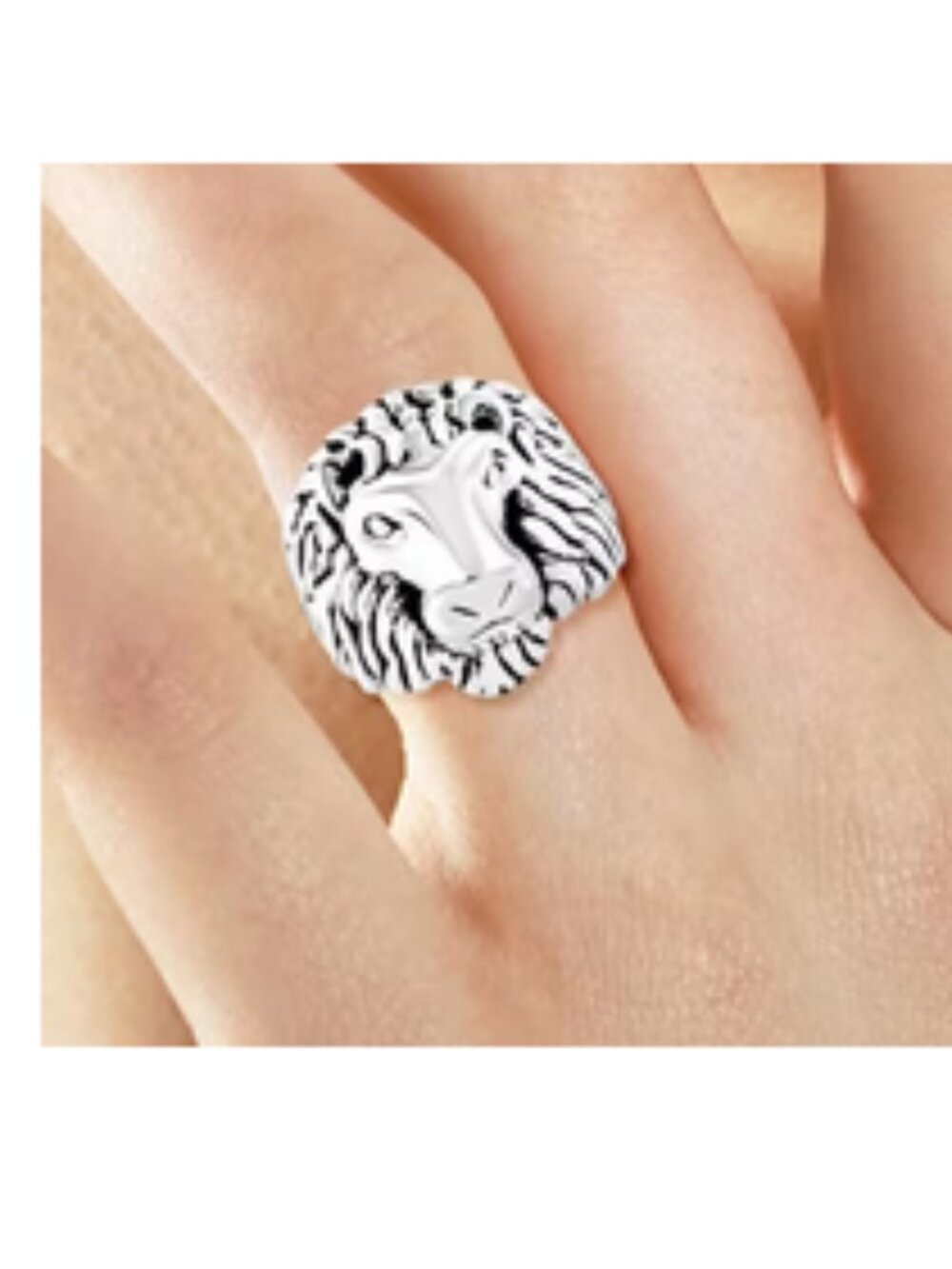 Sterling Silver Lion Head Ring size 7 New .925
